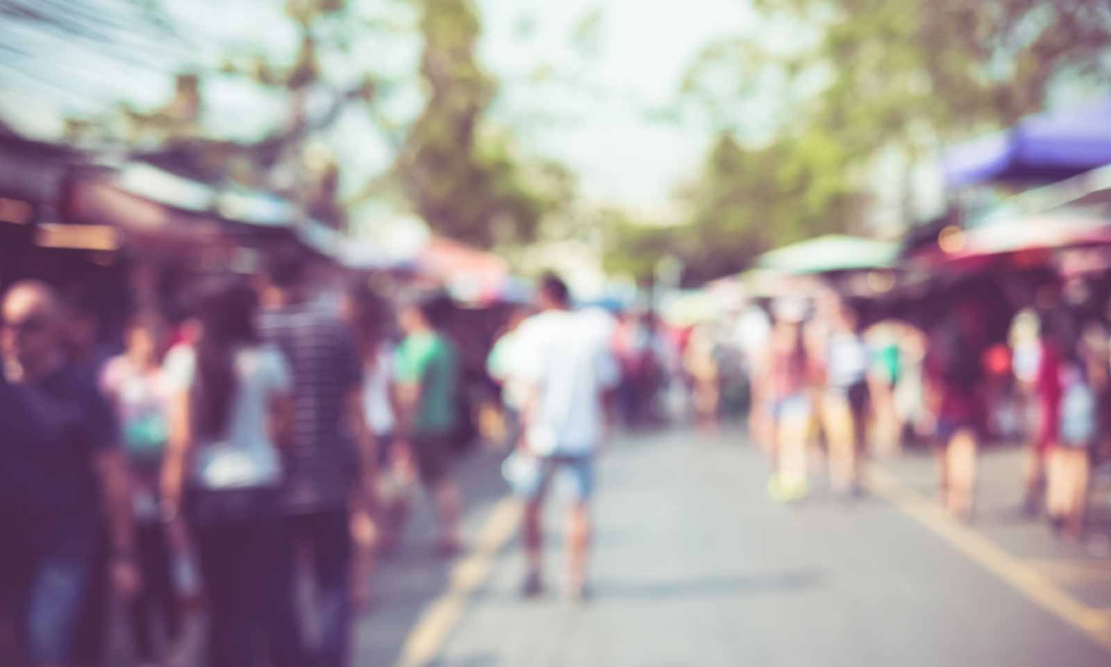 blurred crowd background