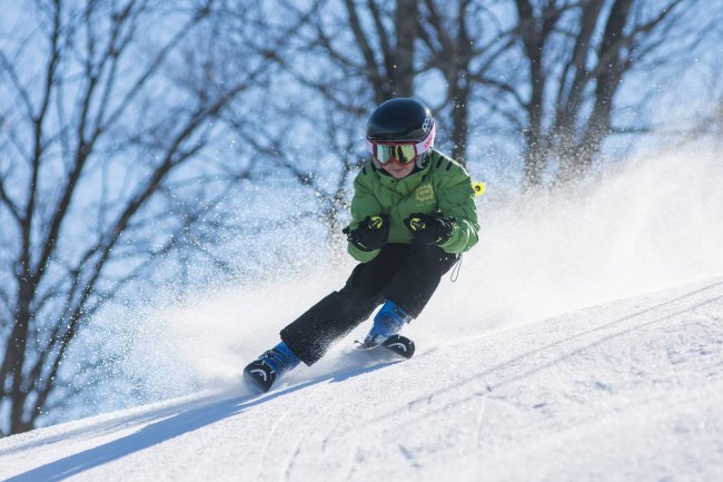 Boy Skiing