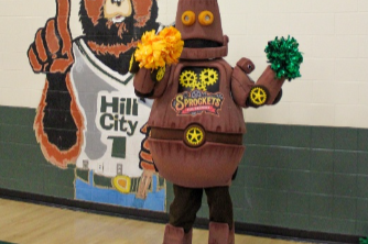 Sprockets mascot visits Hill City High School.