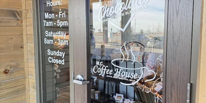 Mostly Chocolates Front door of Mostly Chocolates logo in Rapid City.